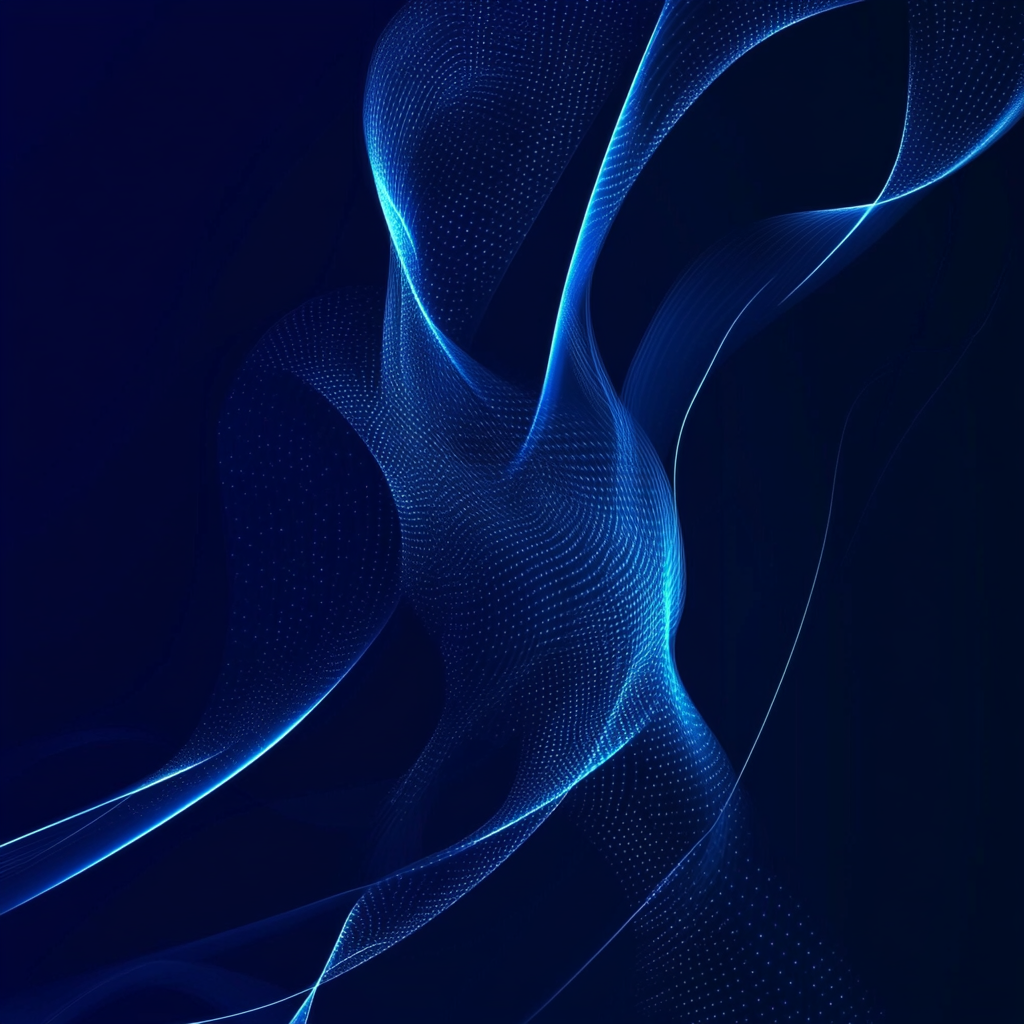 Sleek blue lines and curves against dark backdrop.