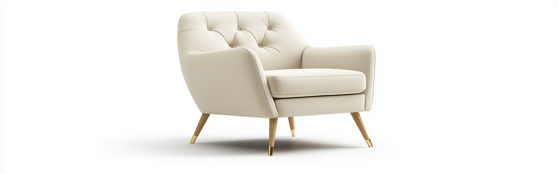 Sliding SCANDIC beige almachair on wooden legs luxuriously designed.