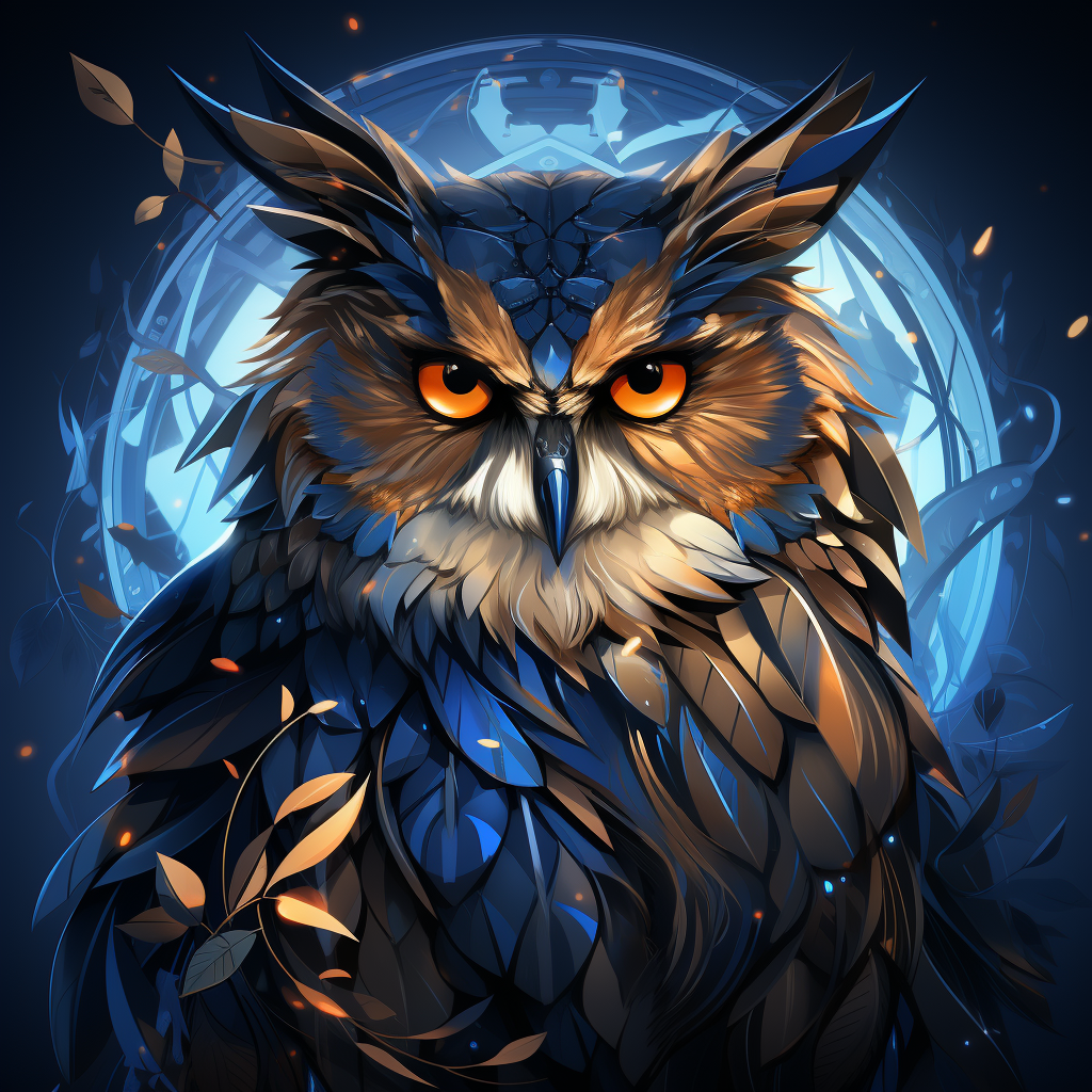 Smart Owl with Glasses and Tech Feathers