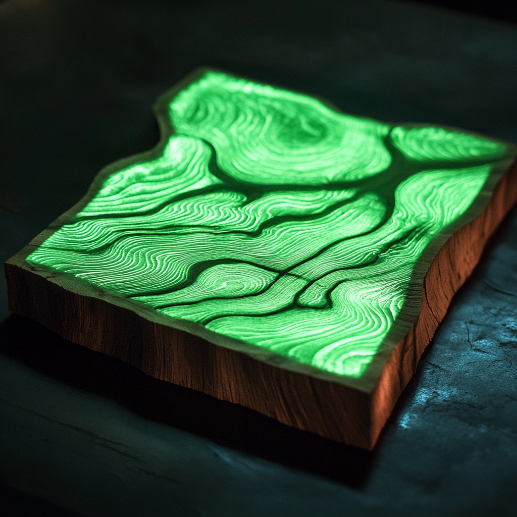 Smart window changes color from wood to green.