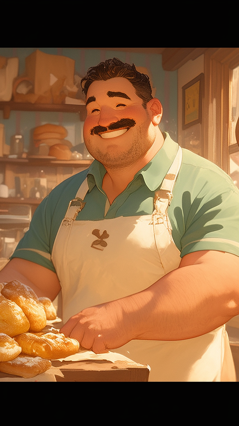 Smiling 40-Year-Old Man in Charming Pastry Shop 