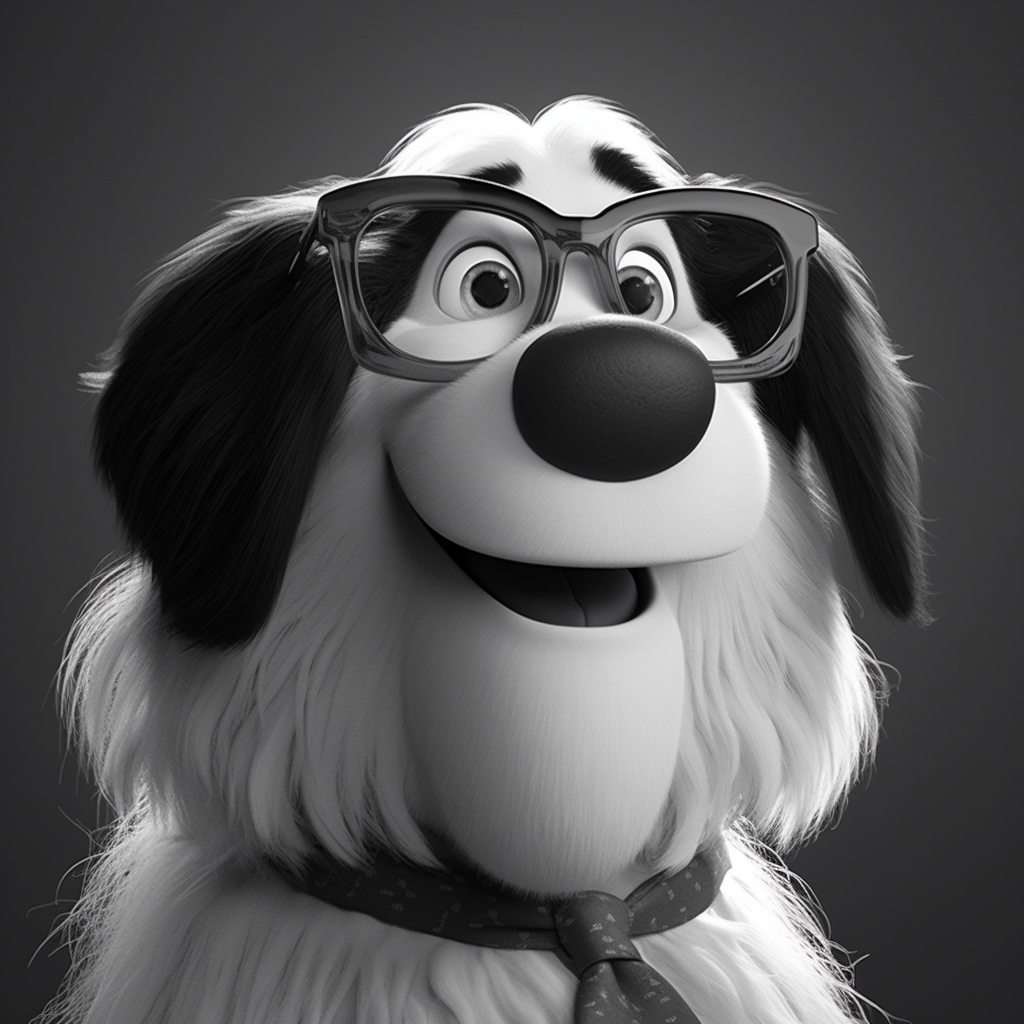 Smiling Bernese Mountain Dog in Disney Pixar Style