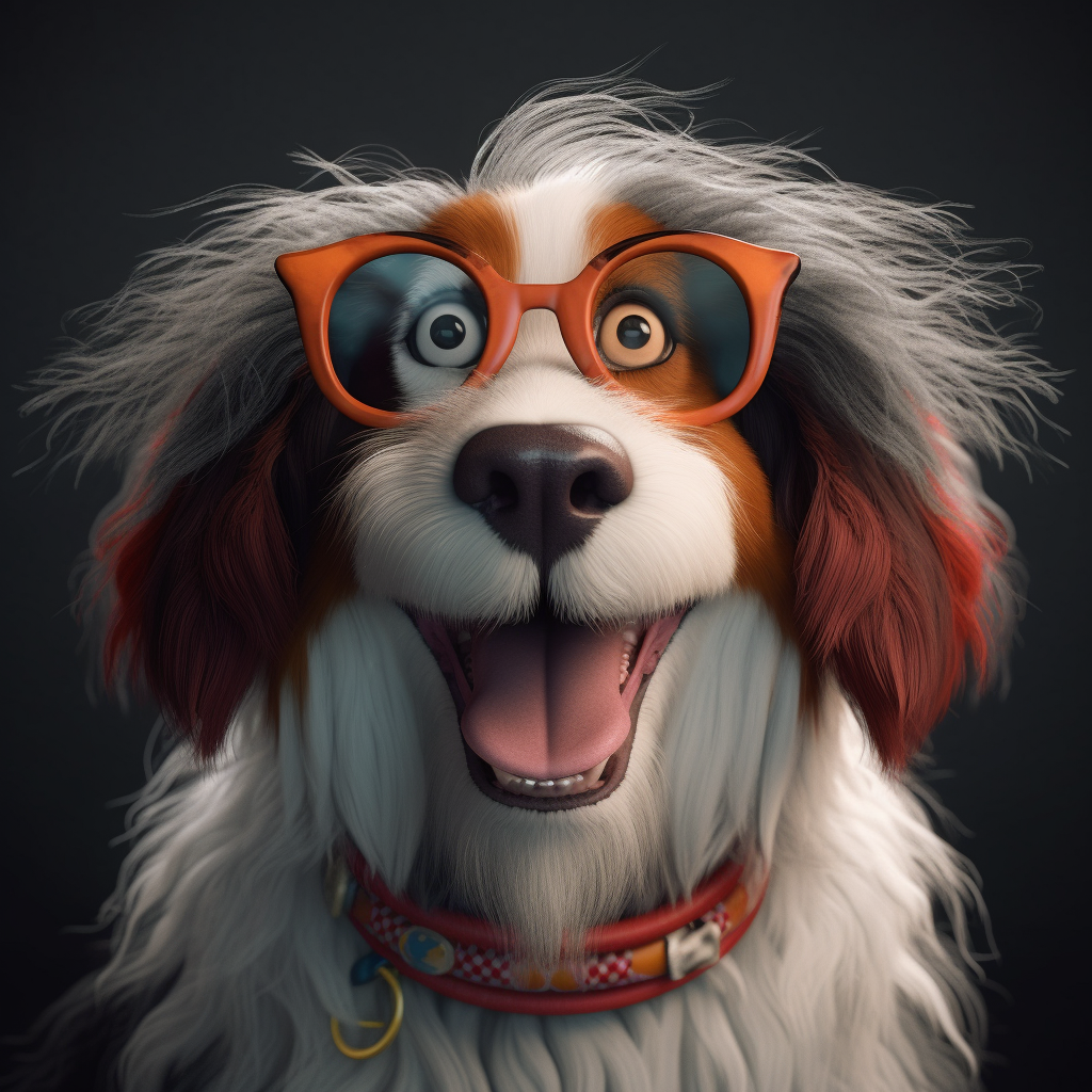 Smiling Bernese Mountain Dog with Disney Pixar vibes