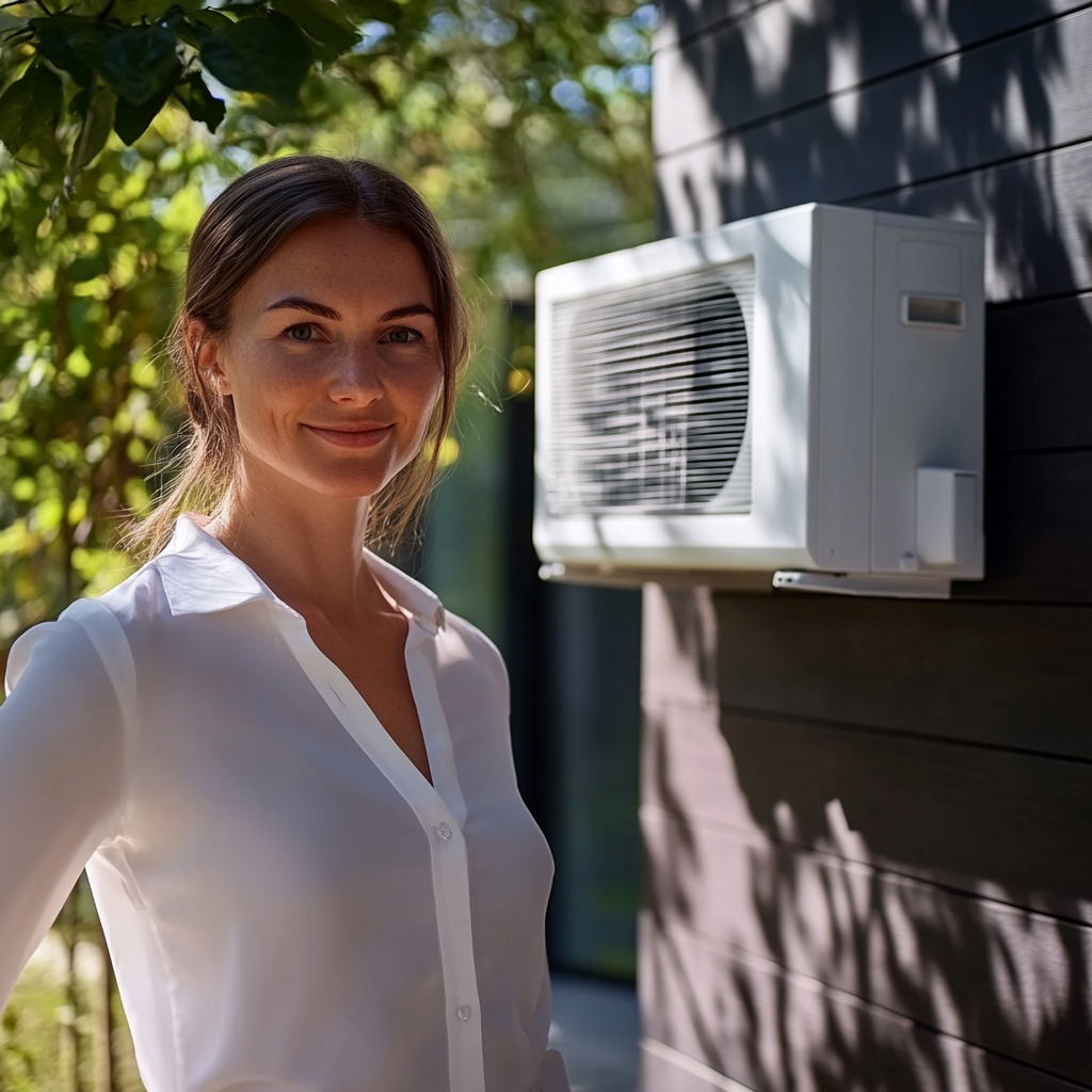 Smiling Homeowner in Front of Modern House