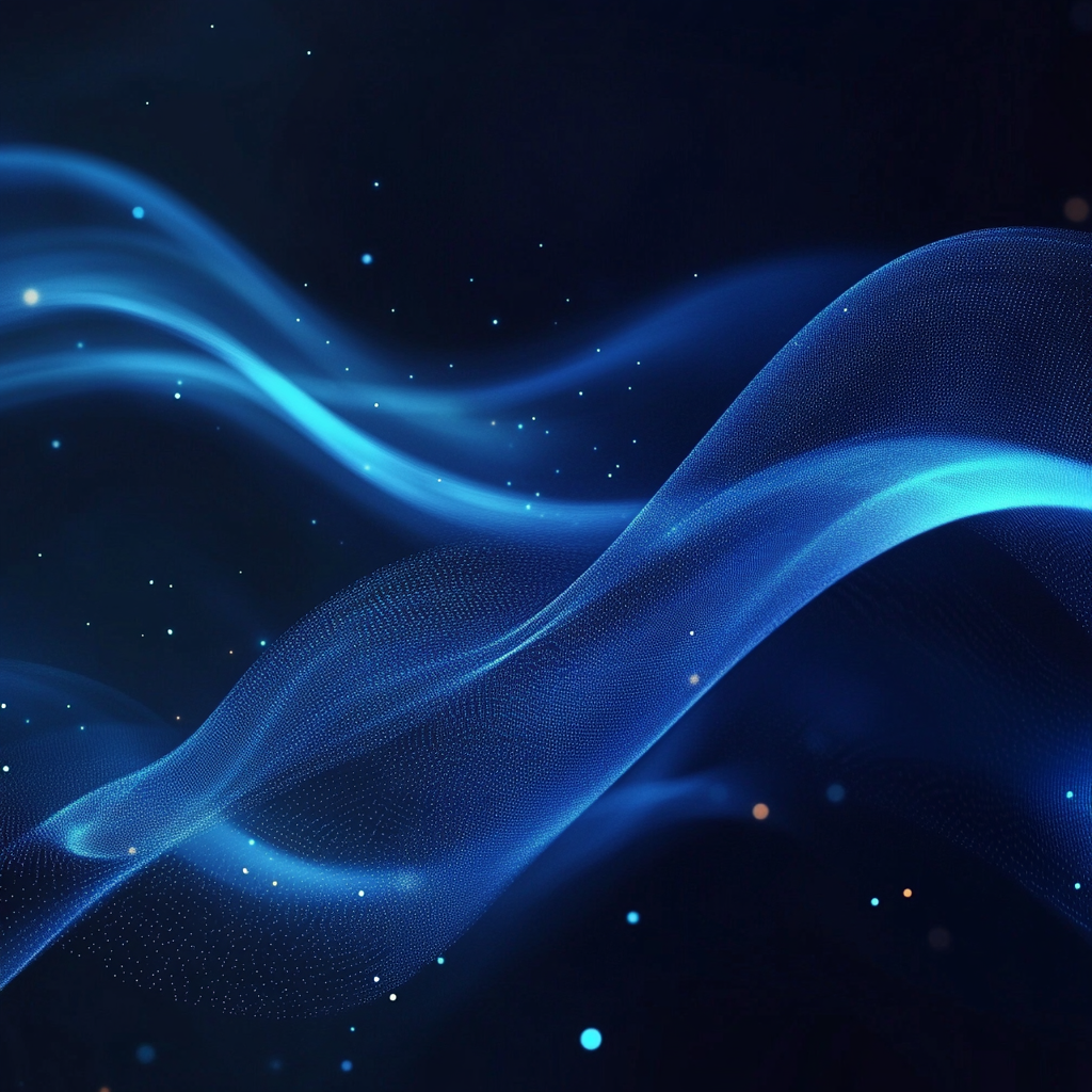 Smooth, curved, blue abstract lines on dark background.