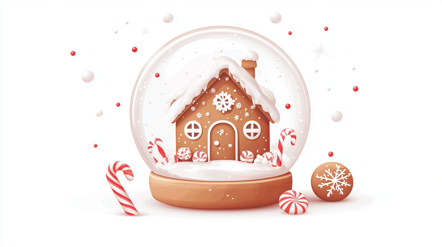 Snow Globe with Gingerbread House and Candy Decorations