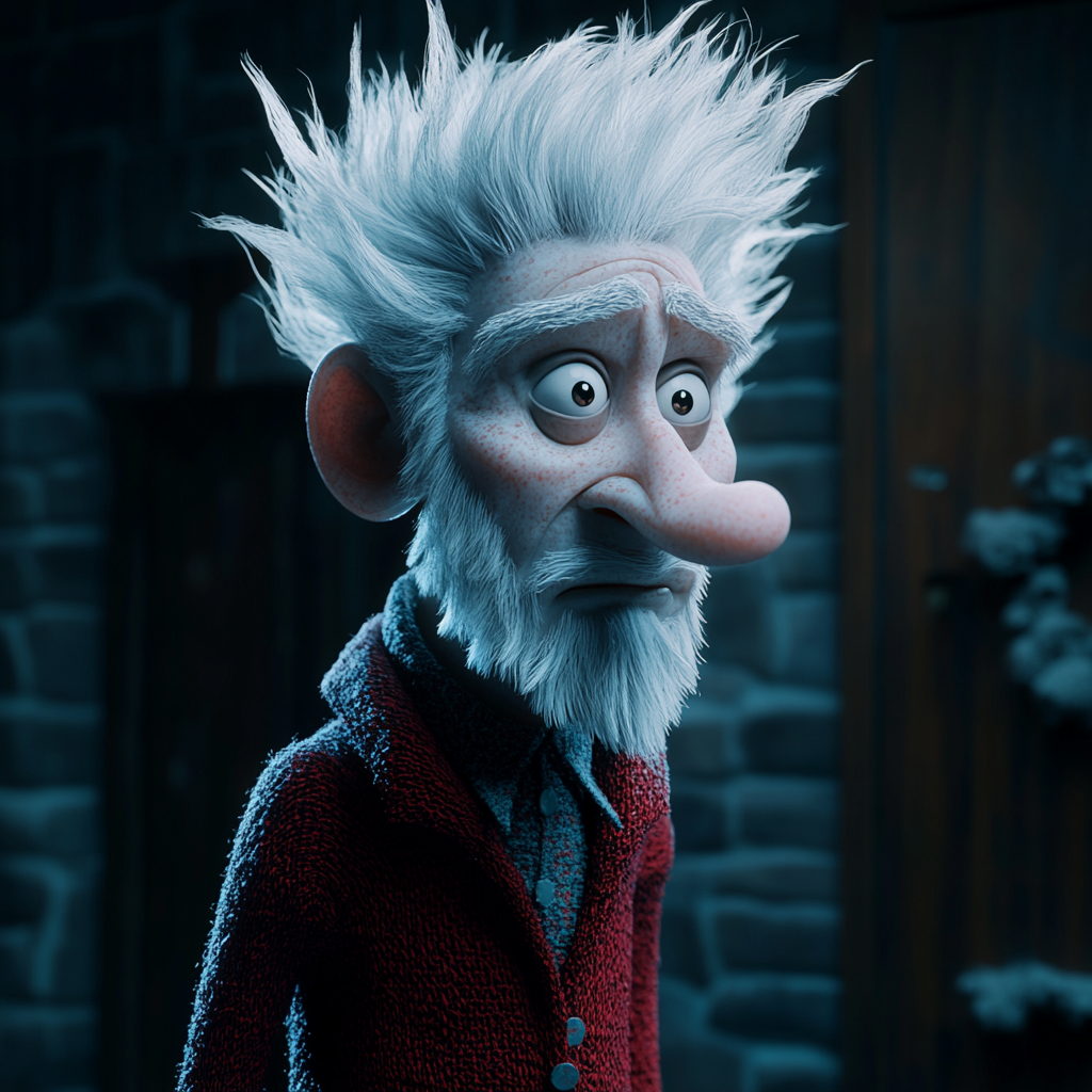 Snow Miser in Claymation Portrait, Realistic Male Character