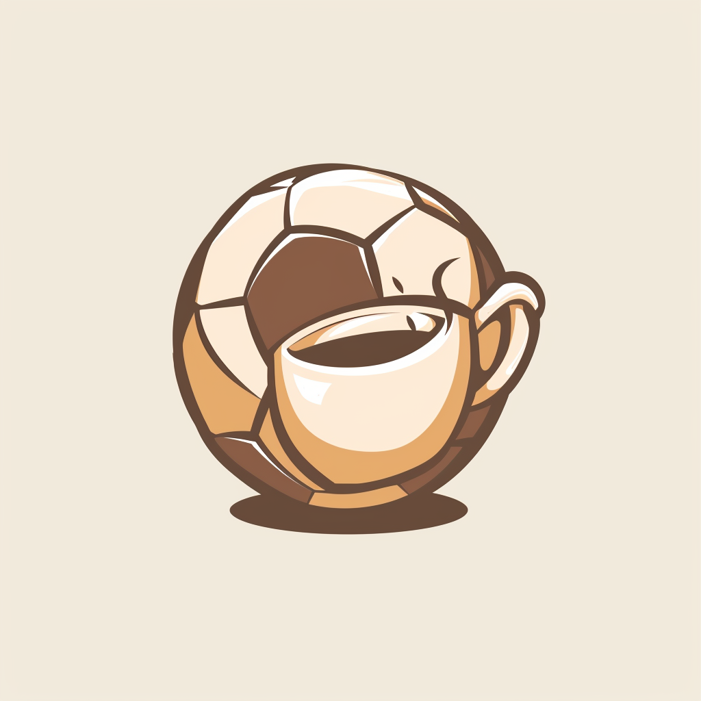 Soccer ball logo with tea cup shadows and contours.