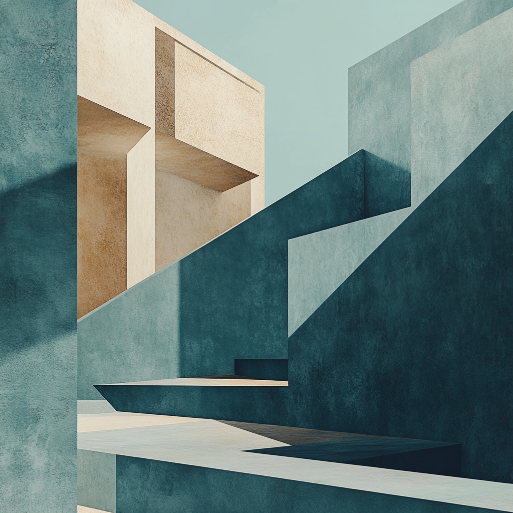 Soft edges, natural light play with geometric forms.