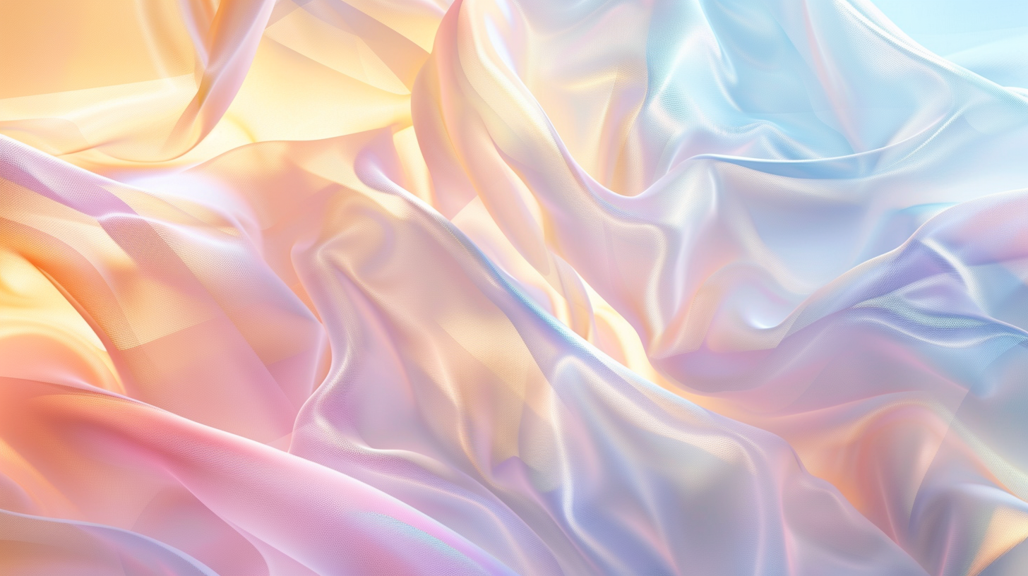 Soft glass-like forms in pastel tones, overlapping gently. Gradient background, delicate light reflections.