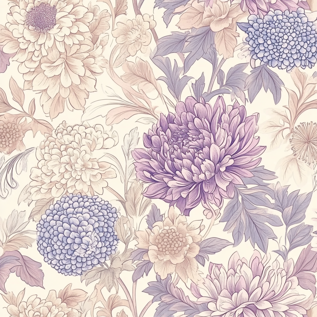 Soft pastel floral pattern in intricate design