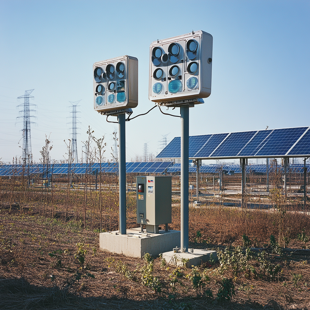 Solar power equipment in Chinese factory yard display.