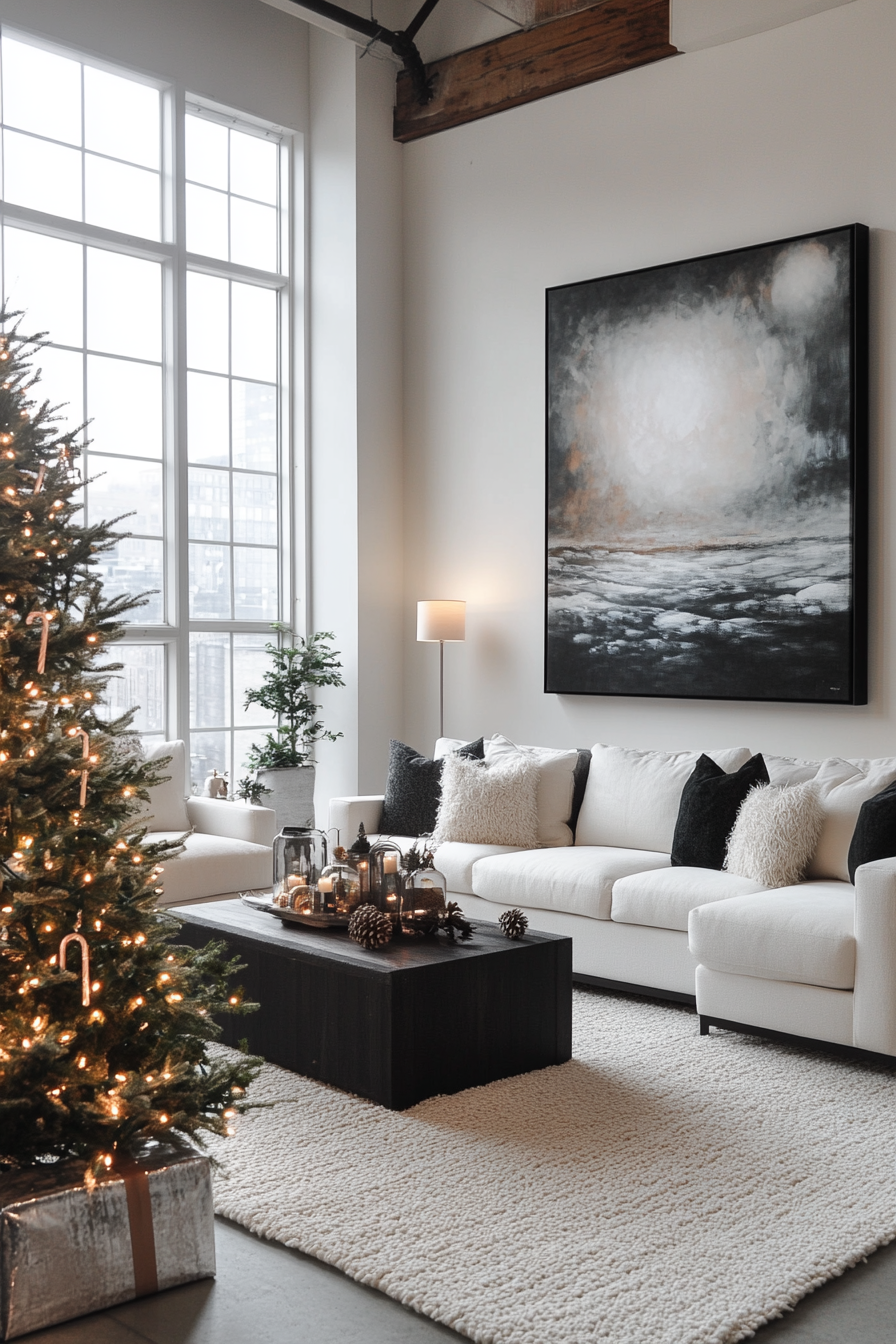 Sophisticated Urban Loft: Neutral Christmas Decor in Chic