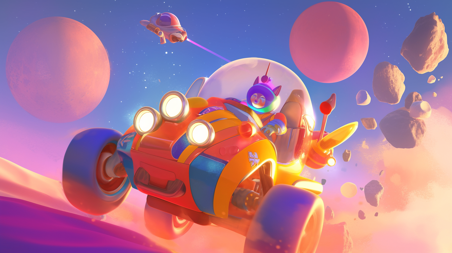 Space Adventure: Robot-driven Car with Animal Friends