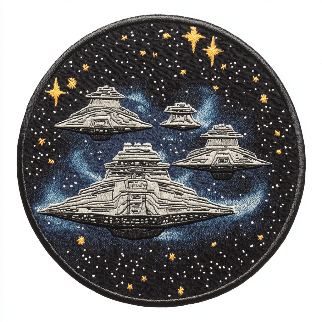 Space-themed Imperial Star Destroyer uniform patch, round PVC.