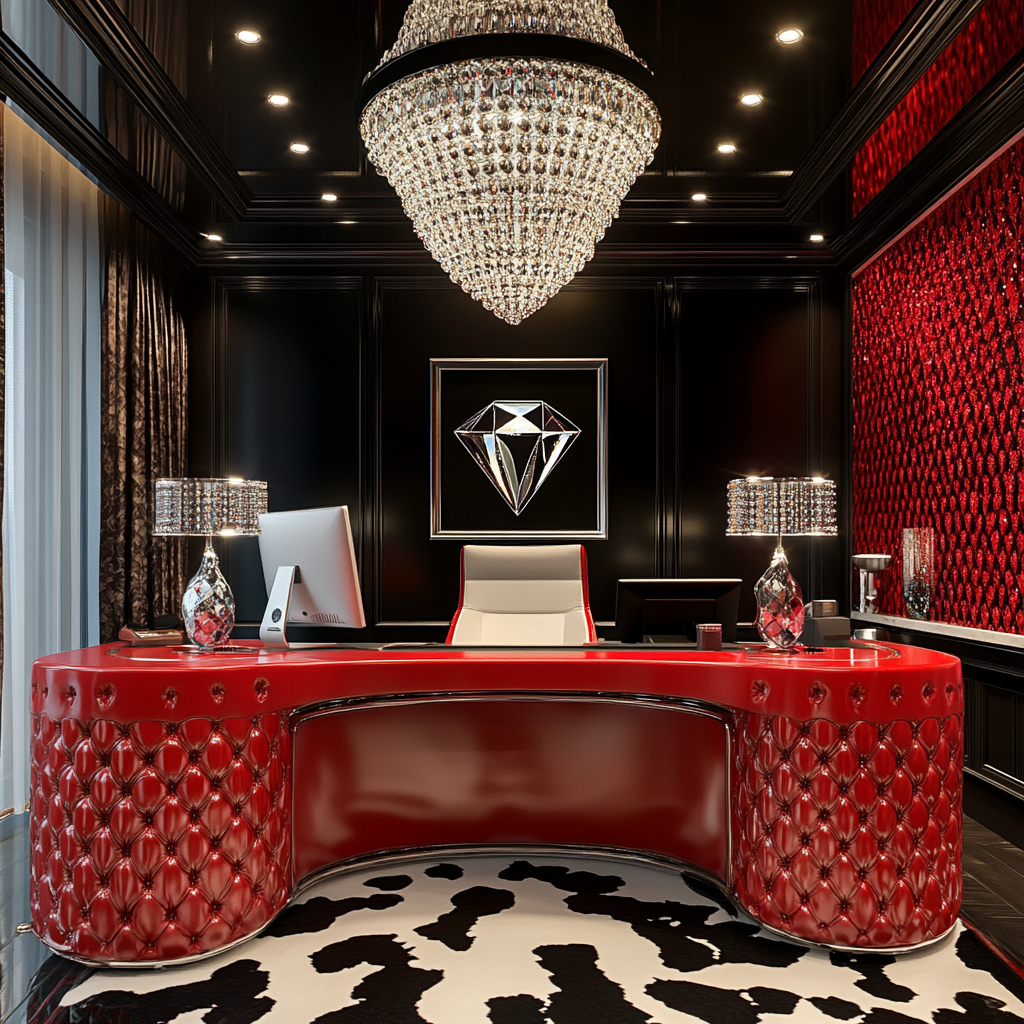 Spacious Red and Black Diamond Conference Room