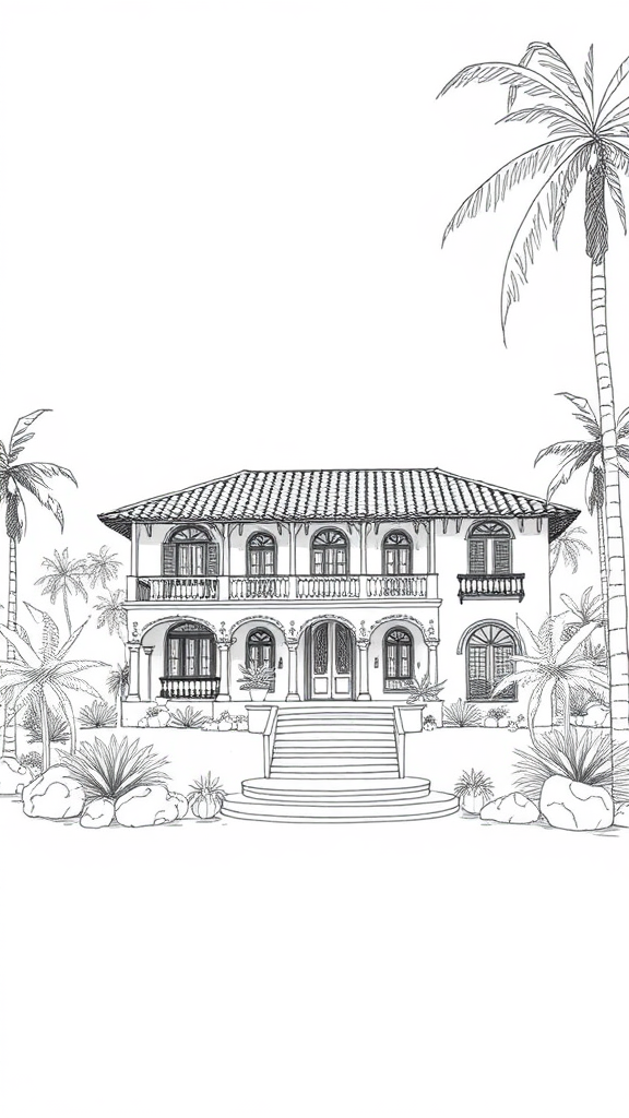 Spanish Villa Sketch in Goa