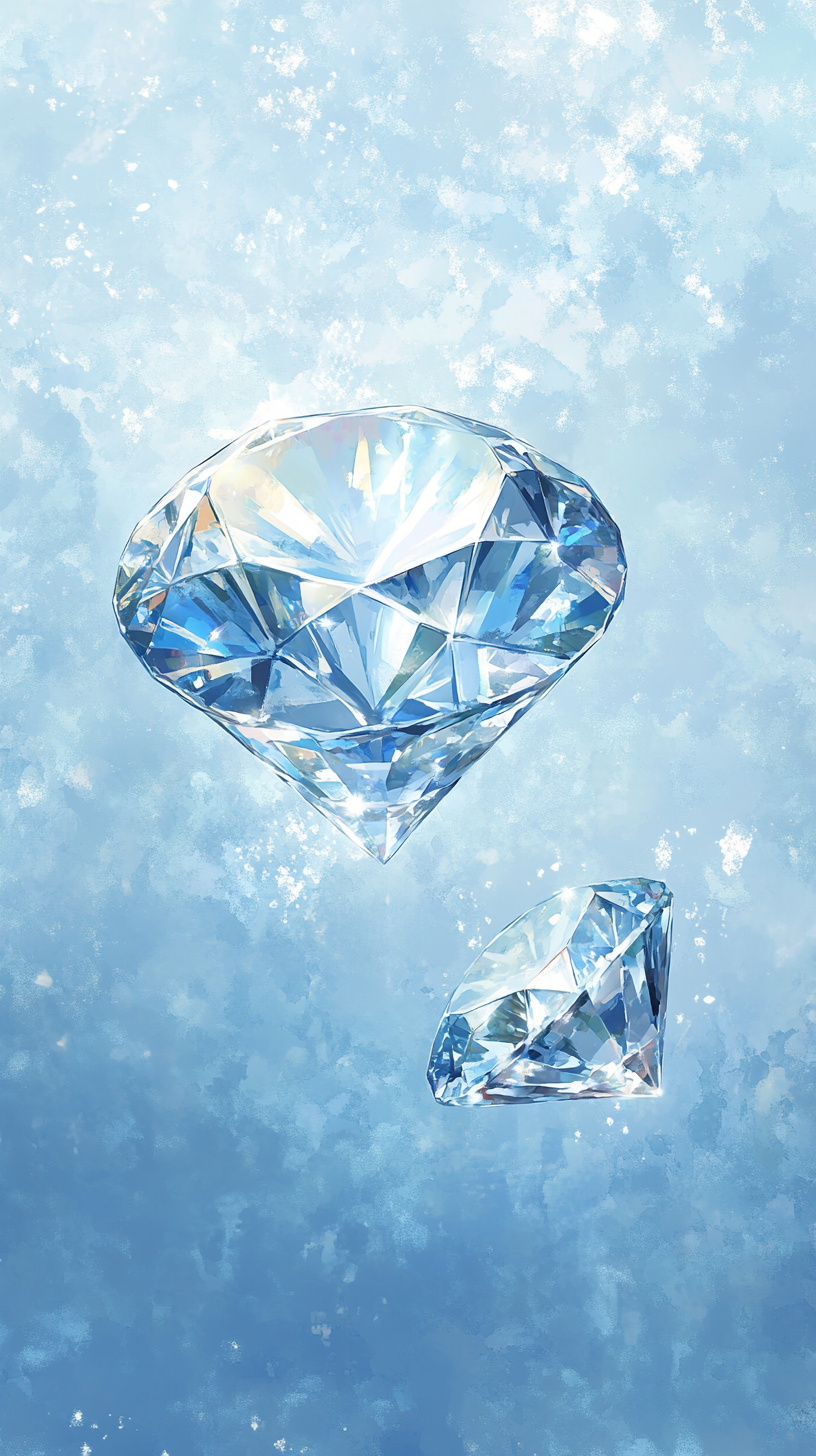 Sparkling Diamonds on Blue Gradient Background