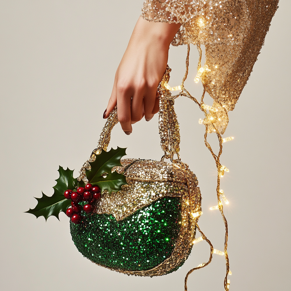 Sparkly Gold and Green Holiday Purse