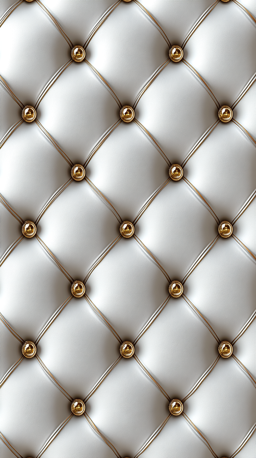 Sparkly White Leather Wallpaper with Diamonds and Gold