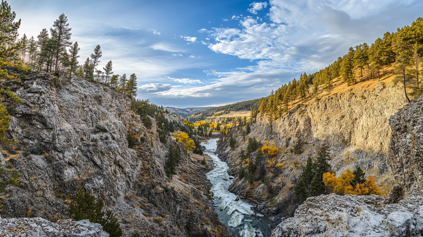 Spectacular view of Makoshika State Park in Autumn.