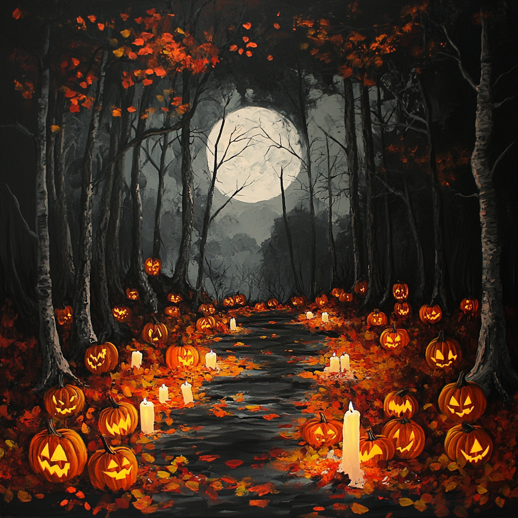 Spooky Halloween Night in Dark Forest