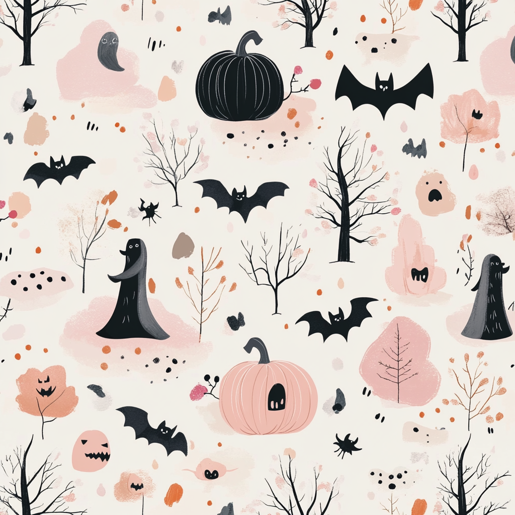 Spooky Halloween Pattern with Pink and Black Theme