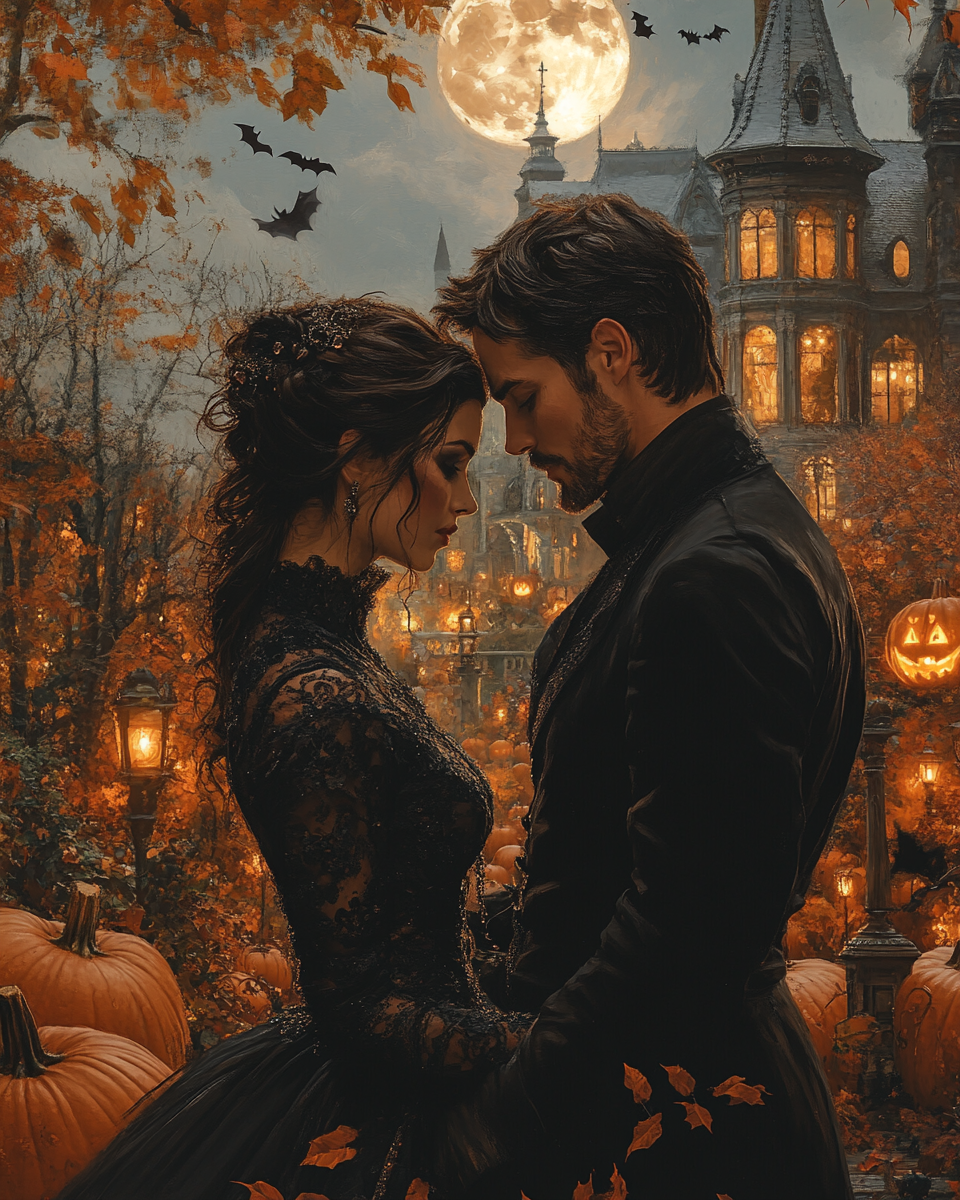 Spooky Victorian Halloween night with vampires and Elvira