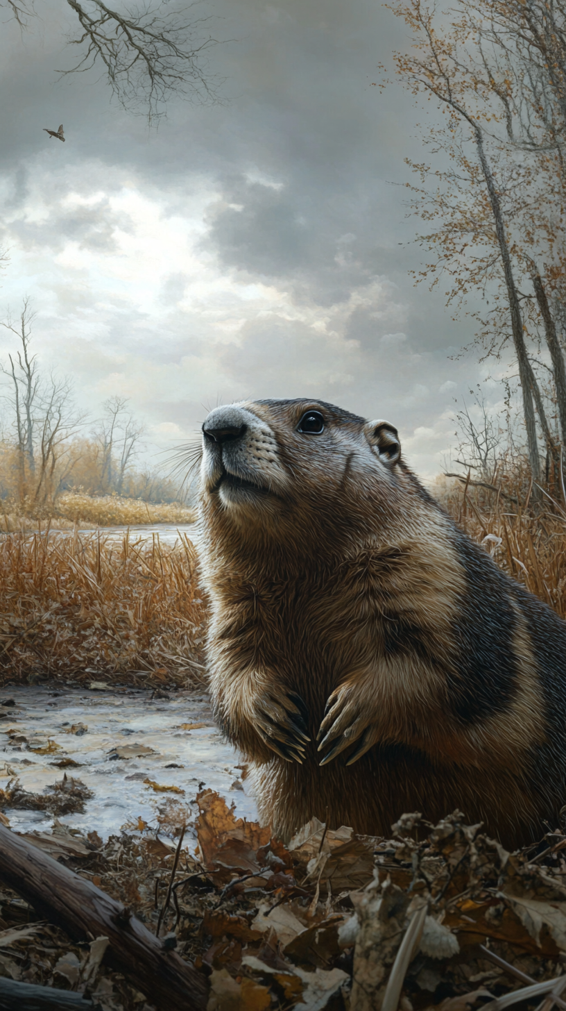 Spring Near: Overcast Sky with Phil the Groundhog, 1887