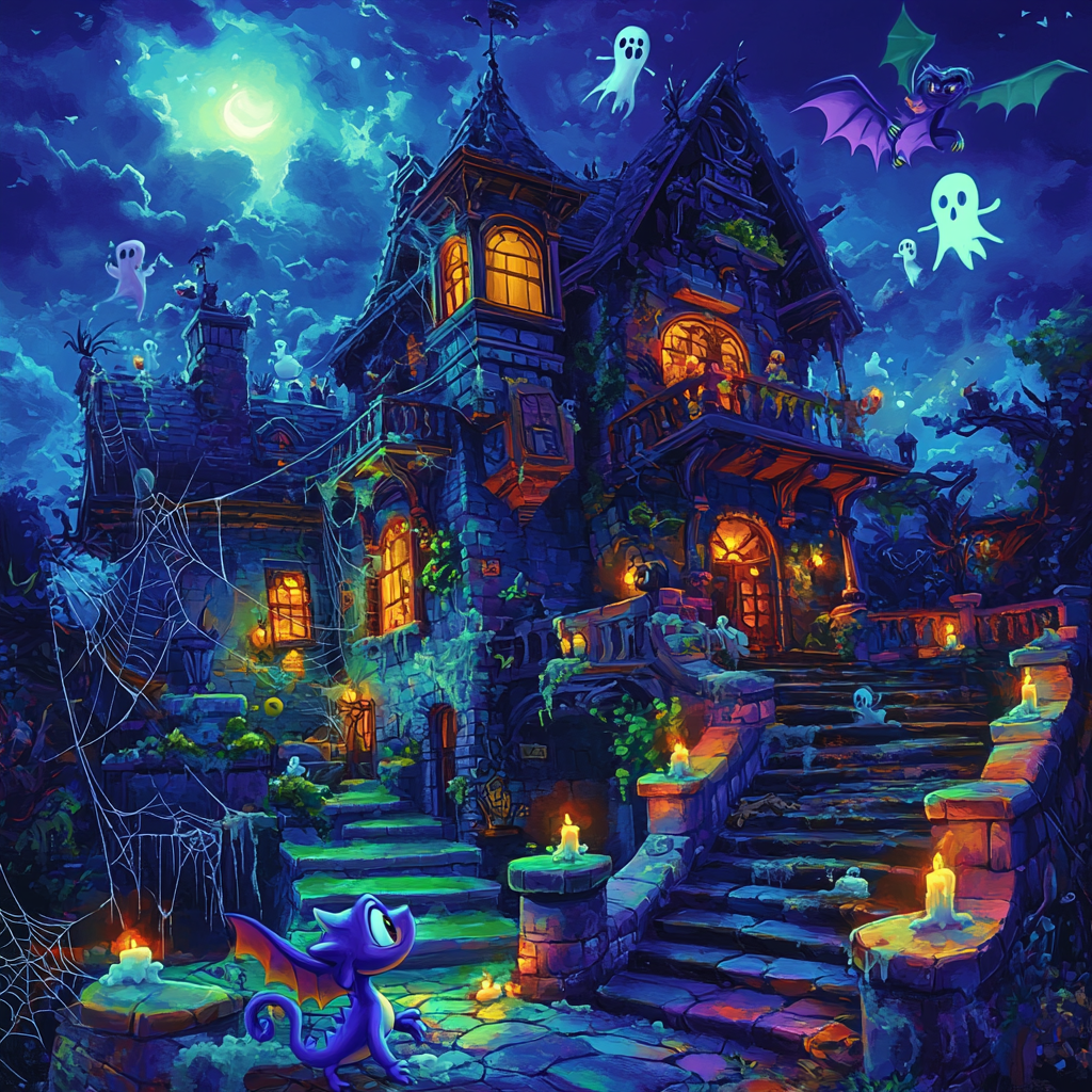 Spyro Explores Spooky Nintendo Mansion with Playful Ghosts