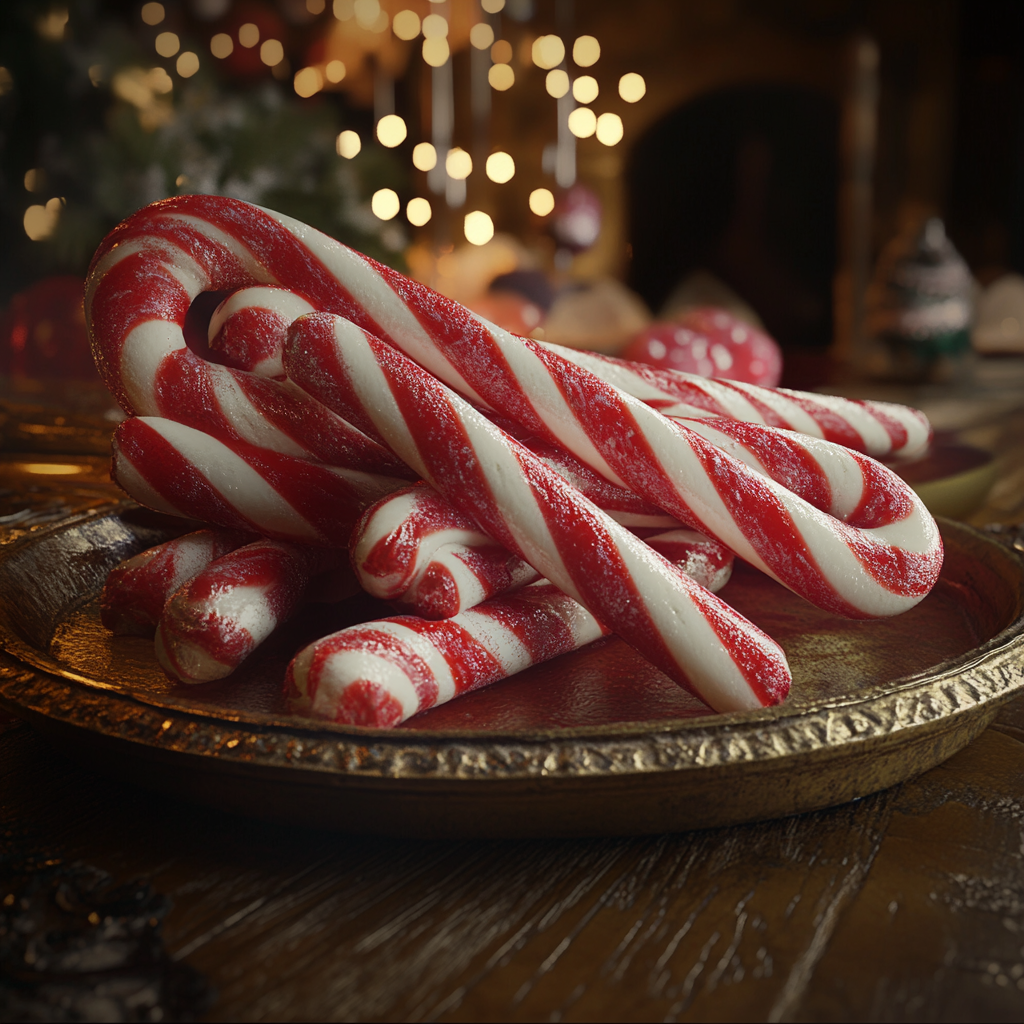 Stacked Candy Canes Post Christmas Dinner Fashion Shoot