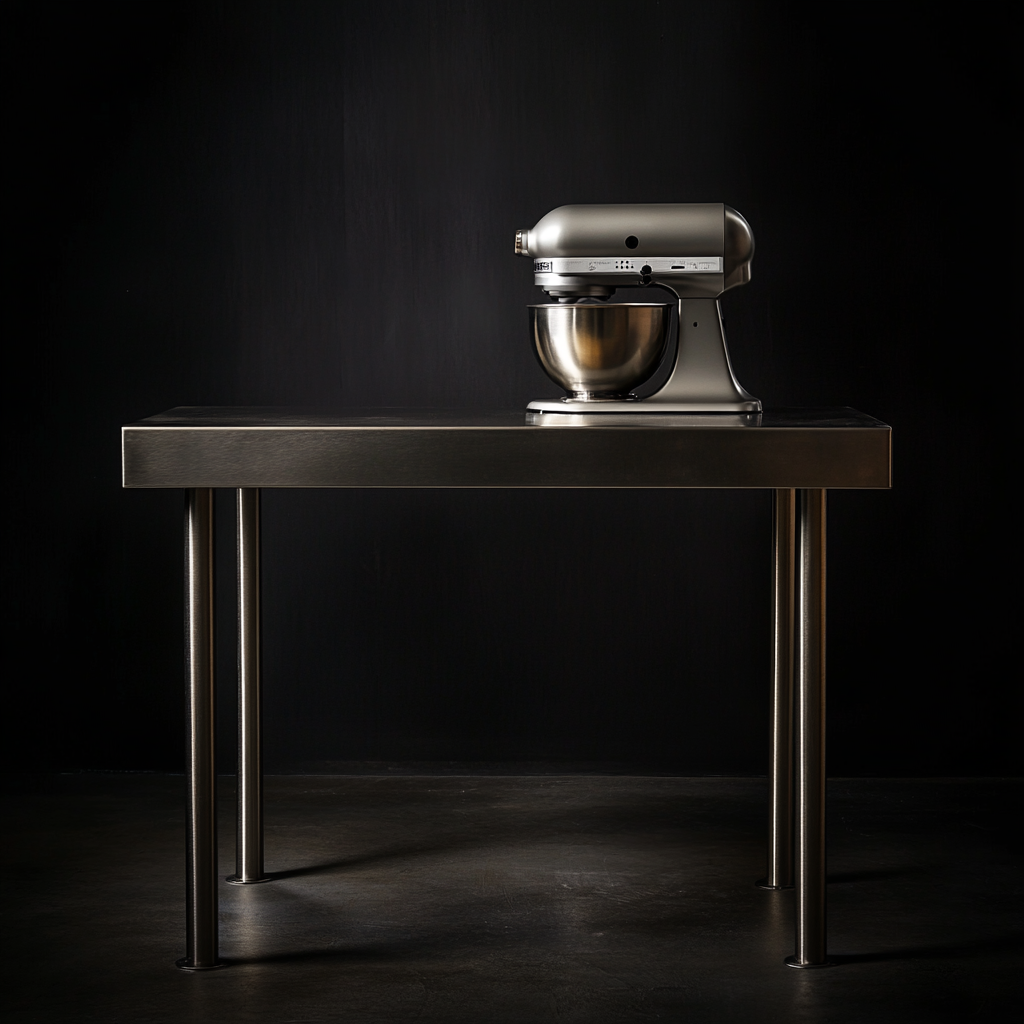 Stainless Steel Table with Stand Mixer, Product Photography