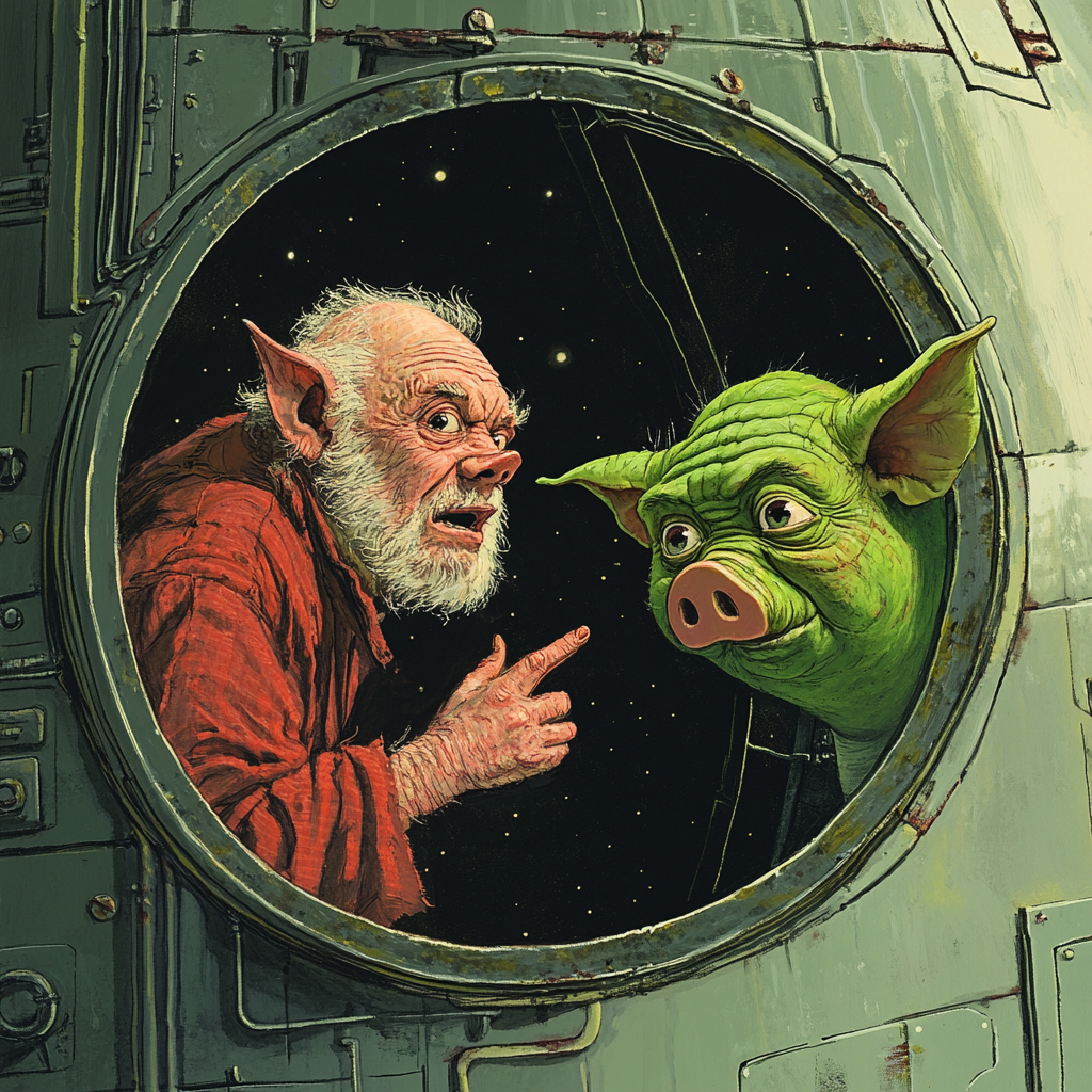 Star Wars picture book, old man in pod.