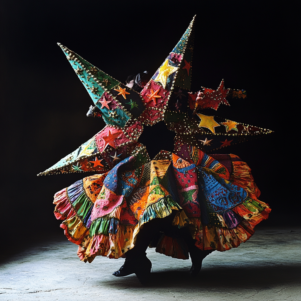 Starry Mexican Piñata Dancer in Surreal Photography