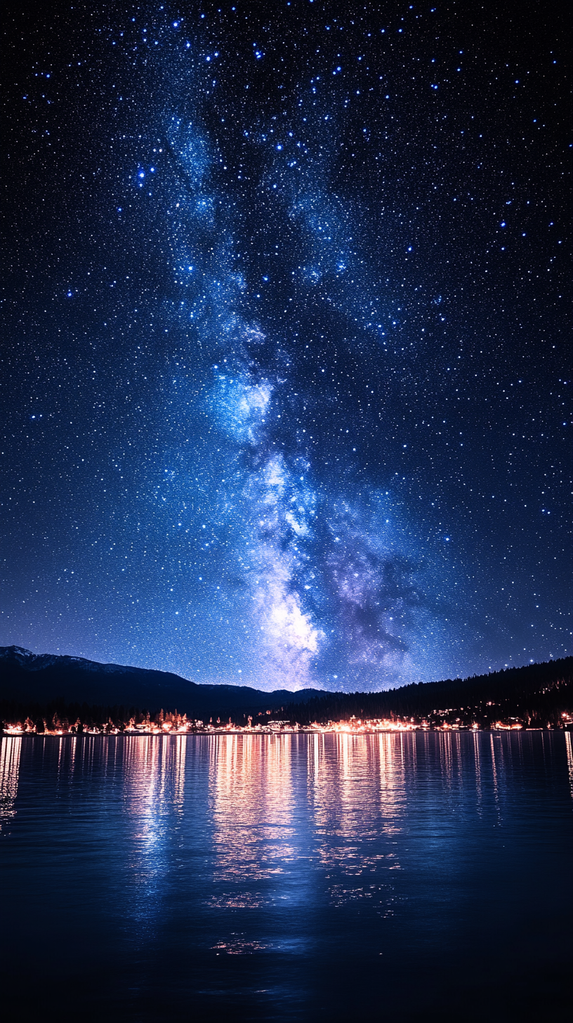 Starry sky above Lake Tahoe, California, high resolution, beautiful.