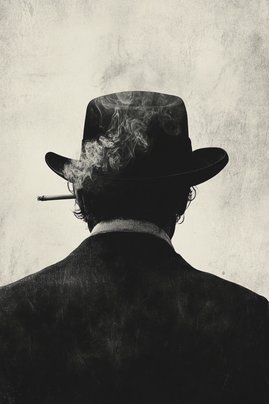 Steampunk Noir Novel Cover with Smoking Man