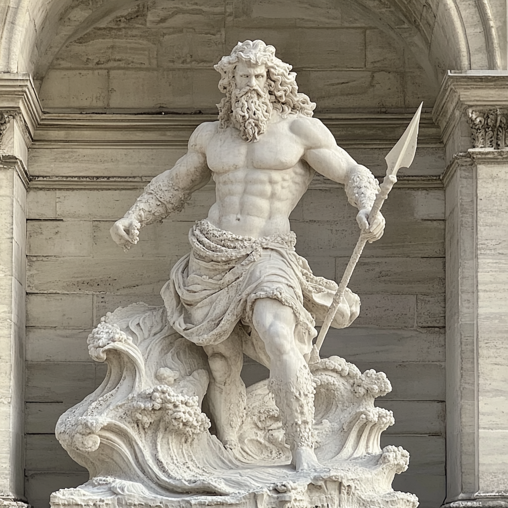 Stone sculpture of Poseidon, god of sea statue