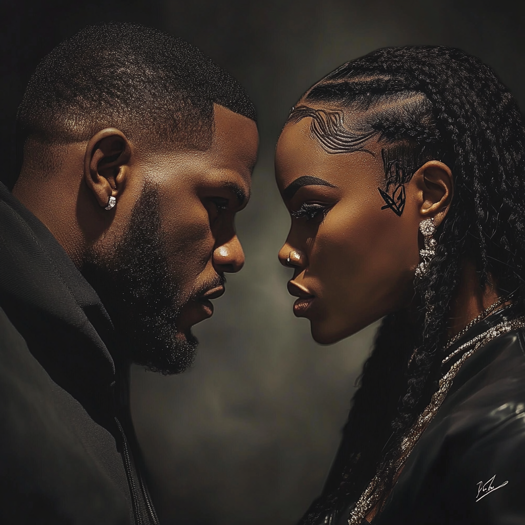 Stormzy and Rhianna in intense stare down calm.