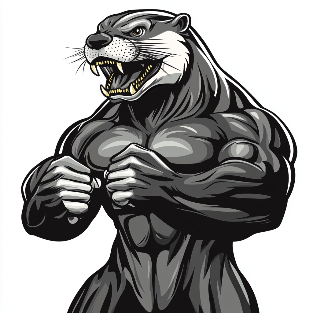 Strong, fierce Amazonian otter sports mascot in vector art.