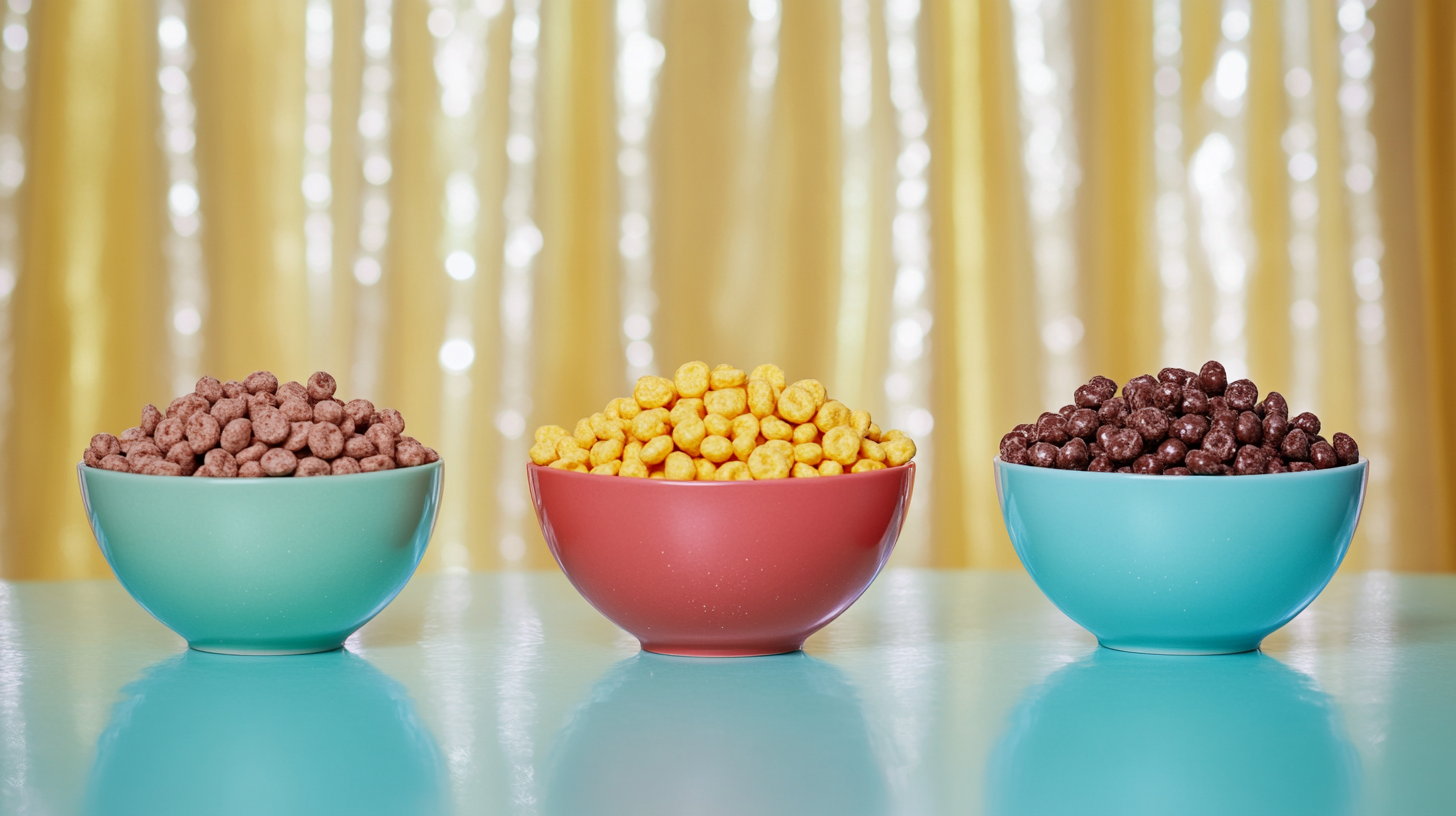 Studio photo of 3 bowls with sparkly design.