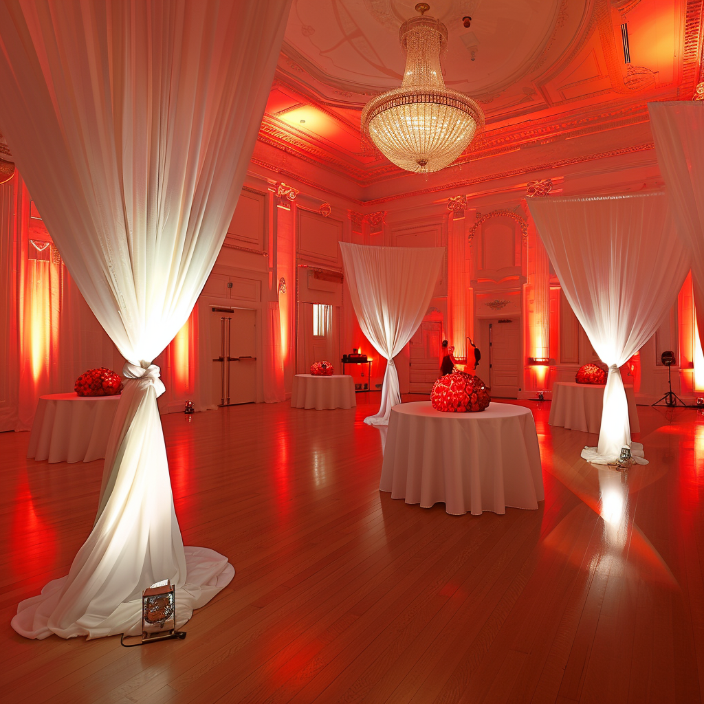 Stunning, elegant dance party with red-white color scheme.