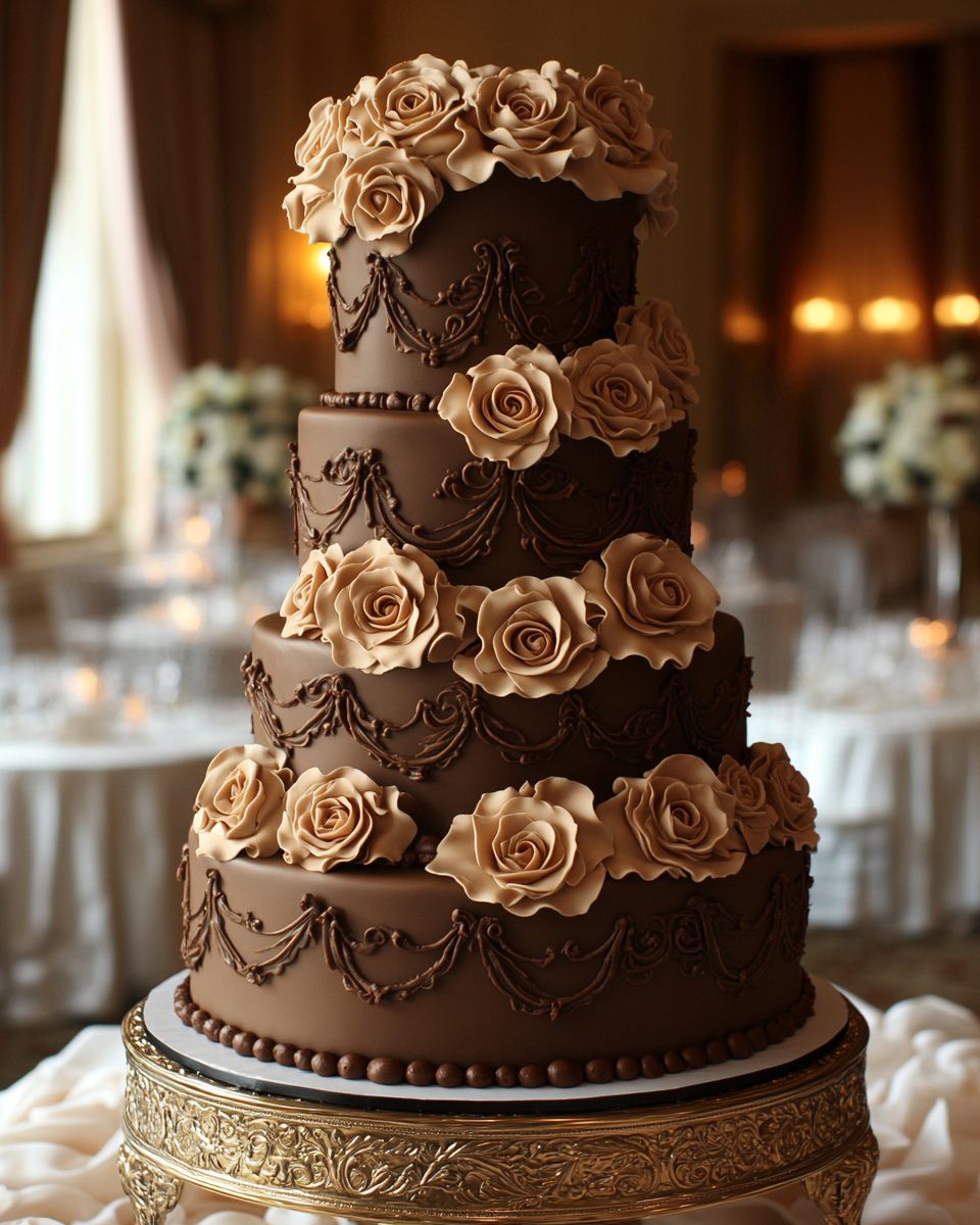 Stunning Victorian Wedding Cake on Gold Stand