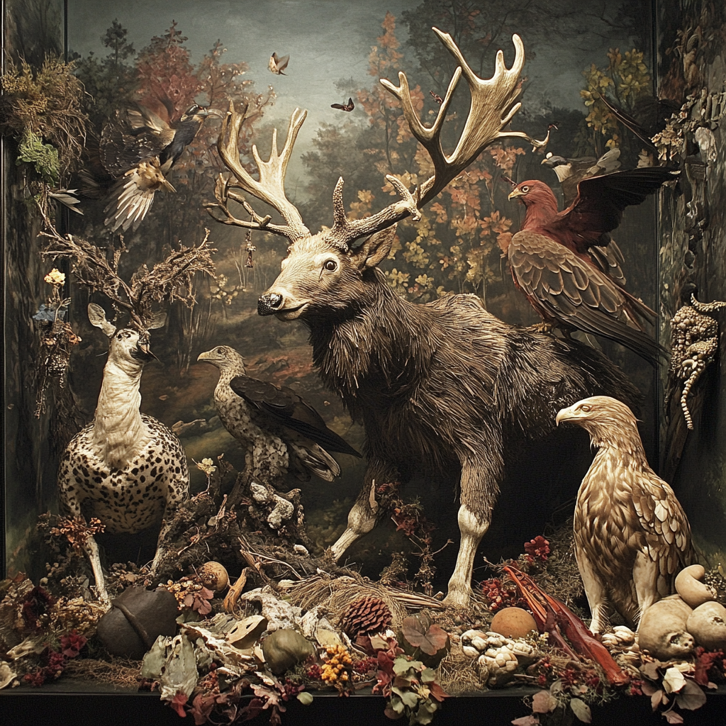 Human-animal taxidermy hybrids.