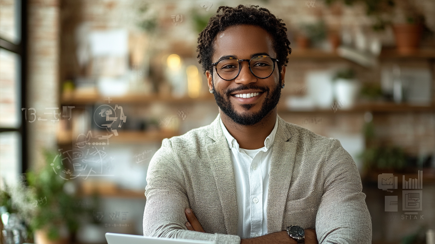 Successful Business Owner at Modern Office Desk