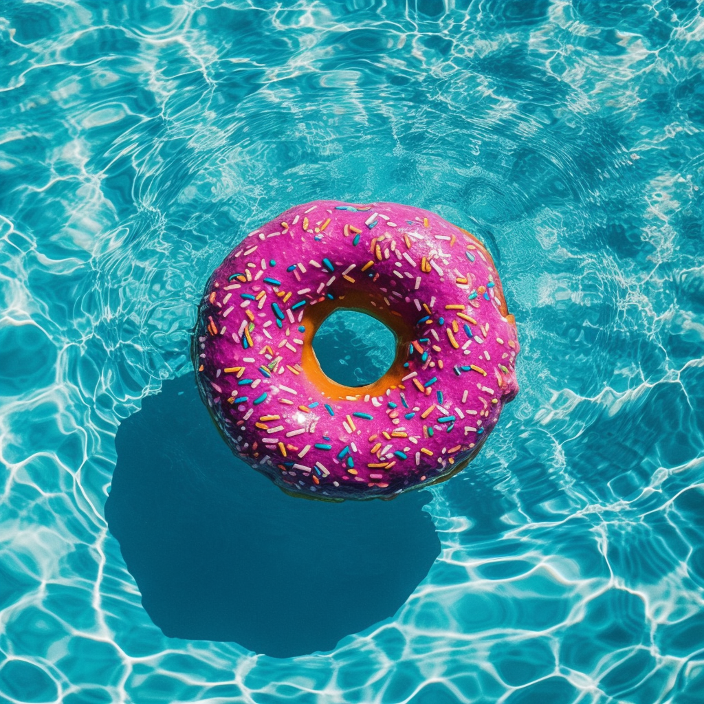 Summery Poolside Donut Floats in Bright Water