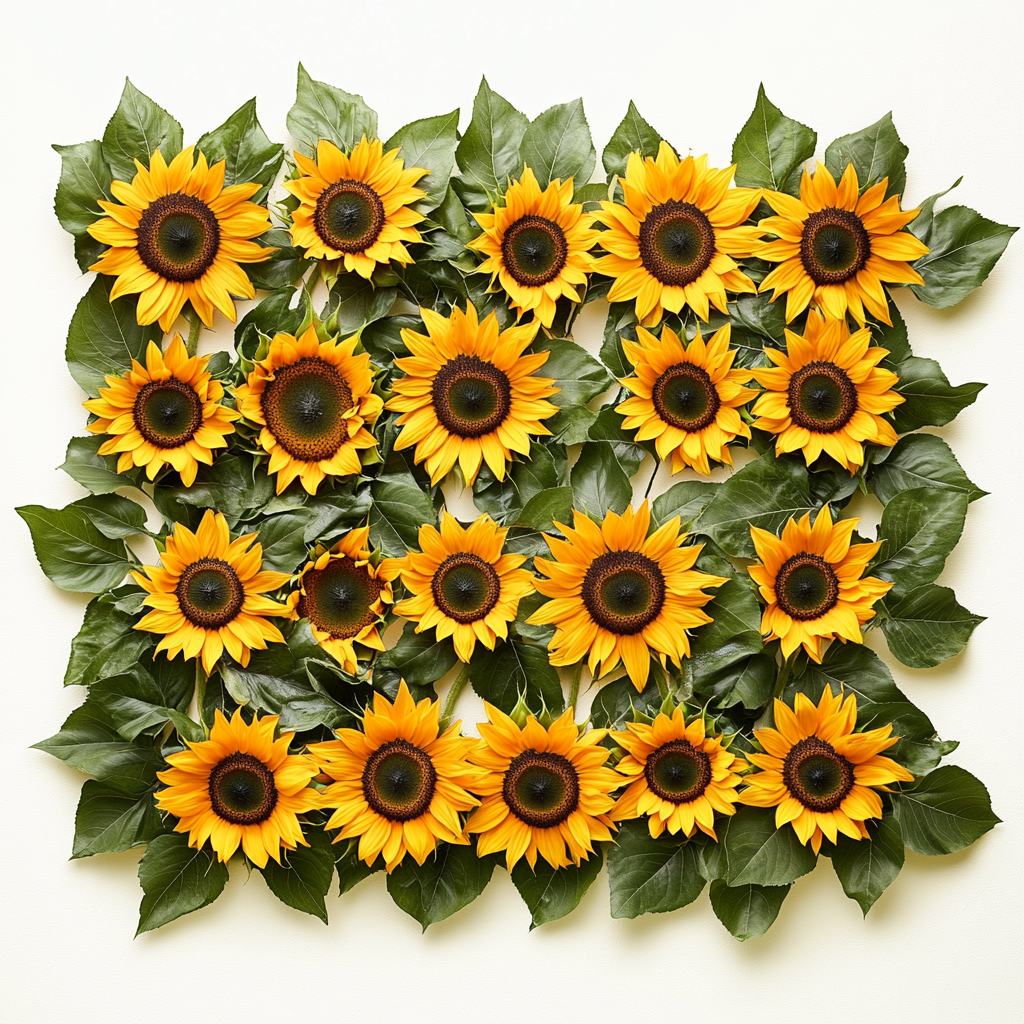 Sunflowers in a Rectangle with Petals Extending Beyond