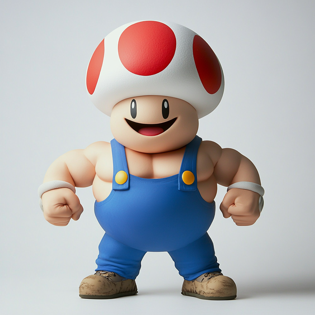 Super Mario Toad smiling in front of white background