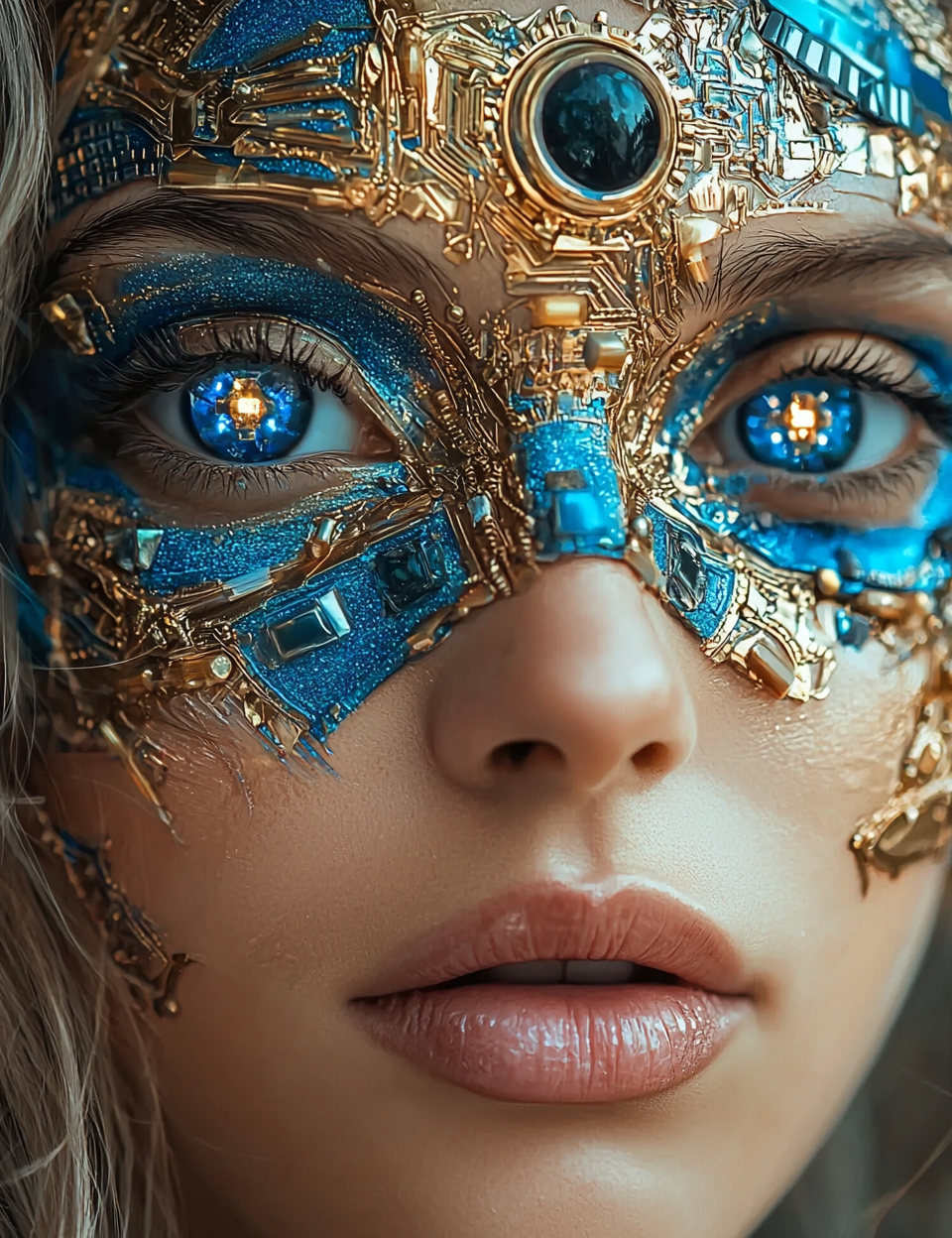 Surreal AI Goddess with Intricate Face Painting