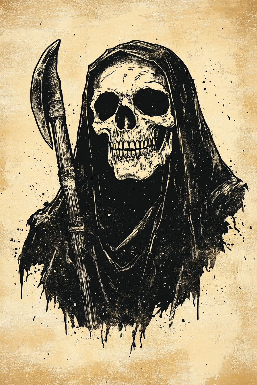 Californian reaper illustration on old t-shirt