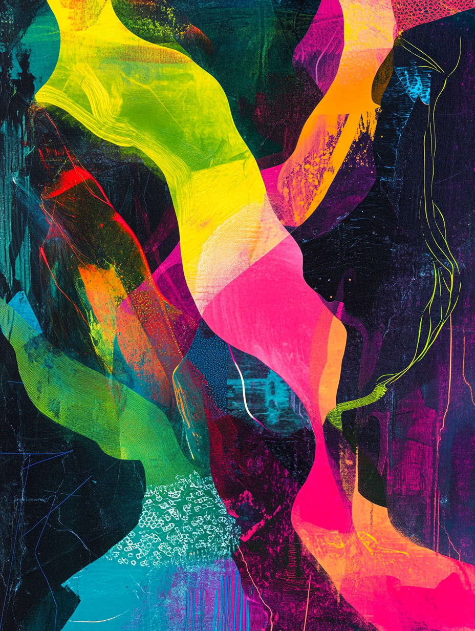 Surreal Cosmic Abstract Art in Neon Colors